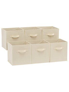 6 Pack Sturdy Collapsible Fabric Storage Cubes Organizer with Handles